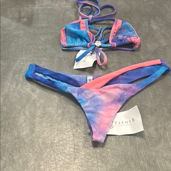 Teeny B Tie Die Tie Top and Thong Bikini - Picture 1 of 3